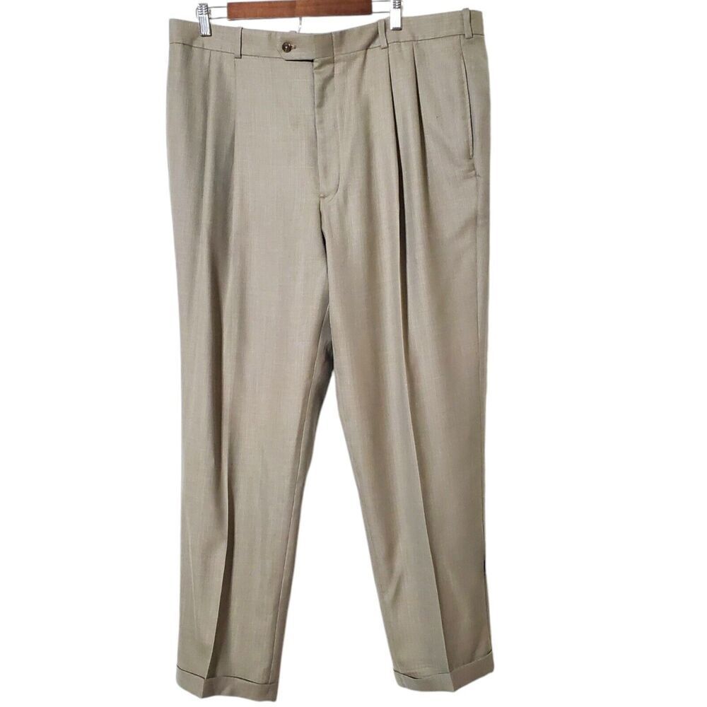Vintage Tom James Royal Classic Pants 38 Pleated Trouser Cuffed US Made Mens